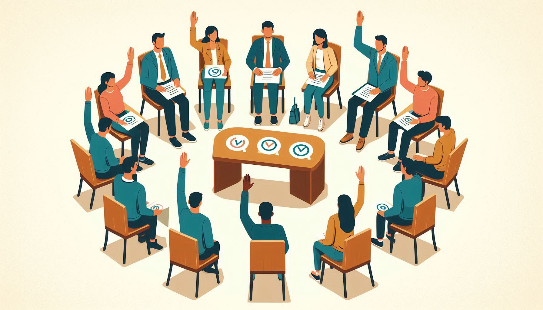 Microsoft Designer - Abstimmung im Stuhlkreis